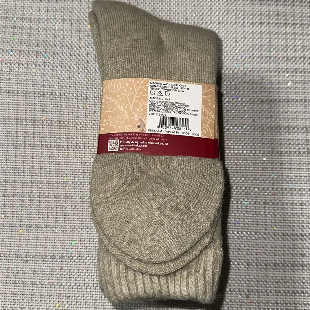 MUL LUKS Two Pack Blue Neutral Tan Brown Wool 6” Socks